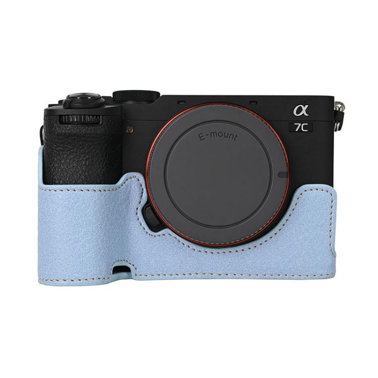 For Sony ILCE-7CM2 / Alpha 7C II Litchi Texture PU Leather Camera Half Case Base(Blue) - free shipping - PMC TechLife - Order now!