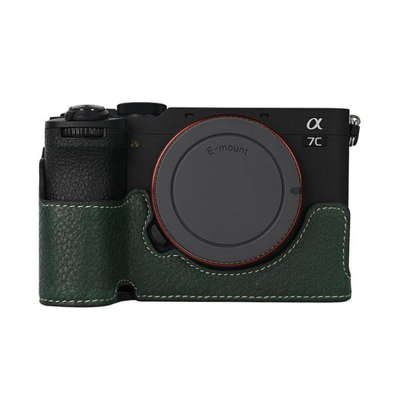 For Sony ILCE-7CM2 / Alpha 7C II Litchi Texture PU Leather Camera Half Case Base(Green)