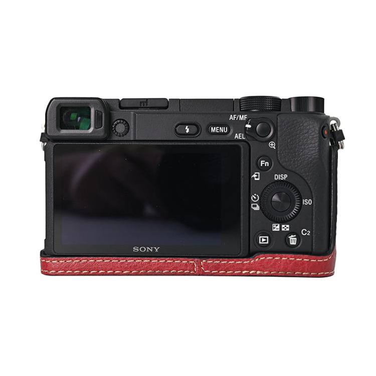 For Sony ILCE-6400 / A6300 / A6200 Litchi Texture PU Leather Camera Half Case Base(Wine Red) - free shipping - PMC TechLife - Order now!