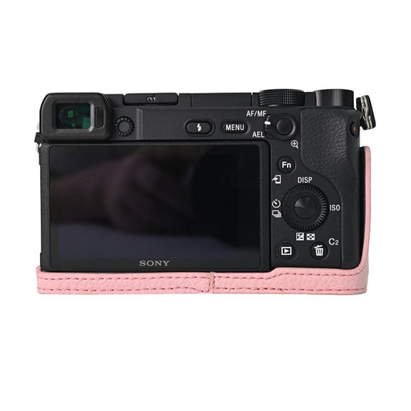 For Sony ILCE-6400 / A6300 / A6200 Litchi Texture PU Leather Camera Half Case Base(Pink)