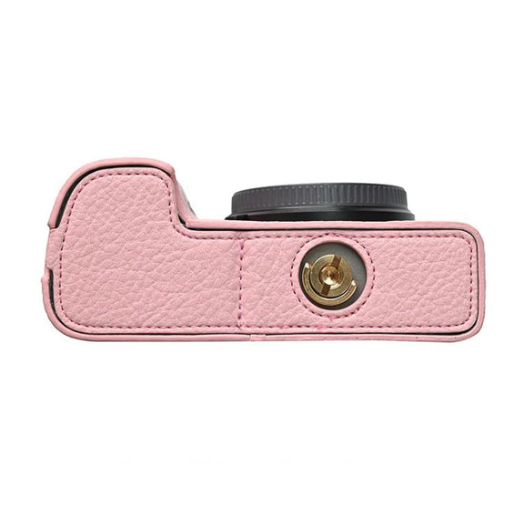 For Sony ILCE-6400 / A6300 / A6200 Litchi Texture PU Leather Camera Half Case Base(Pink)
