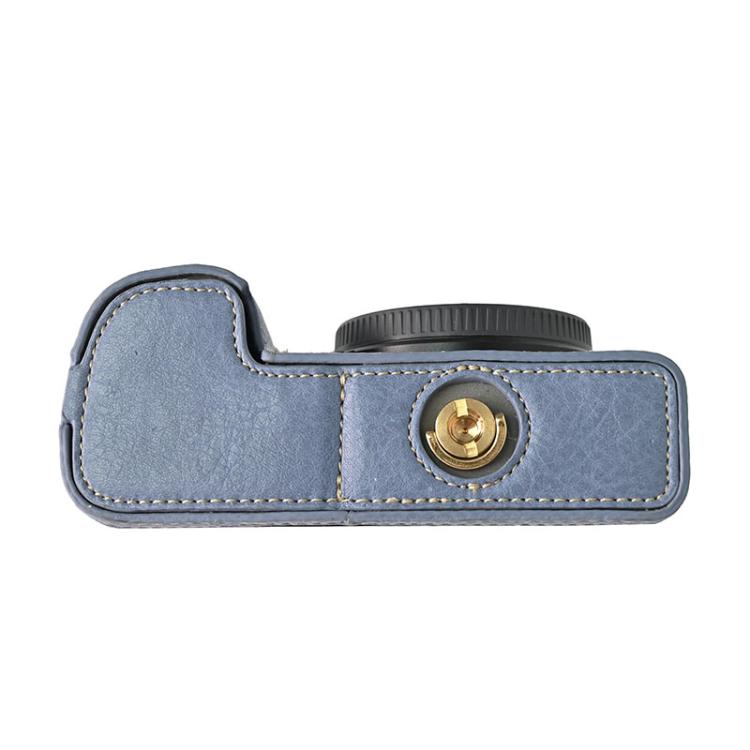 For Sony ILCE-6400 / A6300 / A6200 Litchi Texture PU Leather Camera Half Case Base(Blue) - free shipping - PMC TechLife - Order now!