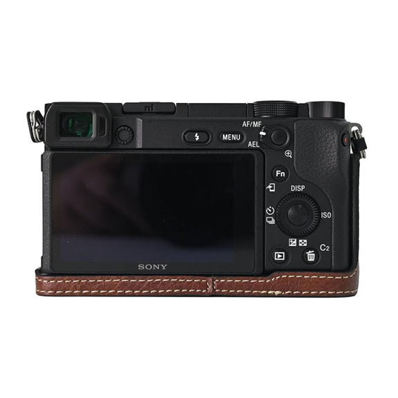 For Sony ILCE-6400 / A6300 / A6200 Litchi Texture PU Leather Camera Half Case Base(Coffee)