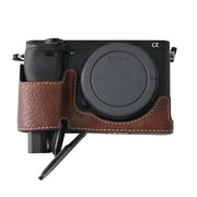 For Sony ILCE-6400 / A6300 / A6200 Litchi Texture PU Leather Camera Half Case Base(Coffee)