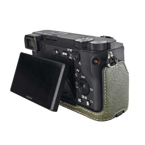 For Sony ILCE-6400 / A6300 / A6200 Litchi Texture PU Leather Camera Half Case Base(Green)