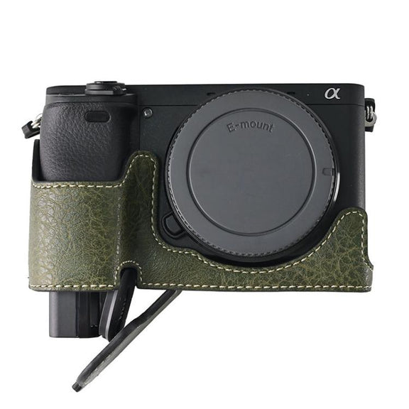For Sony ILCE-6400 / A6300 / A6200 Litchi Texture PU Leather Camera Half Case Base(Green)