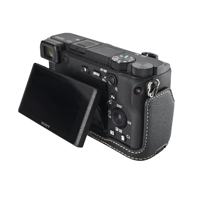 For Sony ILCE-6400 / A6300 / A6200 Litchi Texture PU Leather Camera Half Case Base(Black) - free shipping - PMC TechLife - Order now!