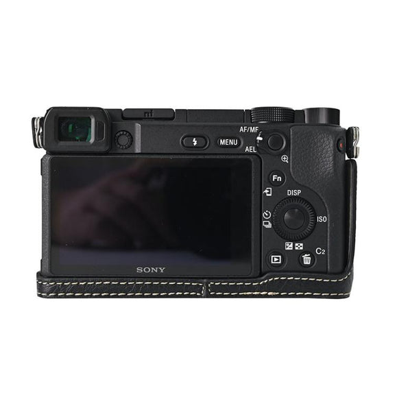 For Sony ILCE-6400 / A6300 / A6200 Litchi Texture PU Leather Camera Half Case Base(Black)
