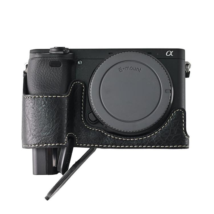 For Sony ILCE-6400 / A6300 / A6200 Litchi Texture PU Leather Camera Half Case Base(Black) - free shipping - PMC TechLife - Order now!