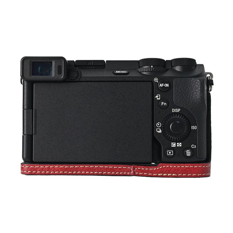For Sony ILCE-6700 / A6700 Litchi Texture PU Leather Camera Half Case Base(Wine Red) - free shipping - PMC TechLife - Order now!