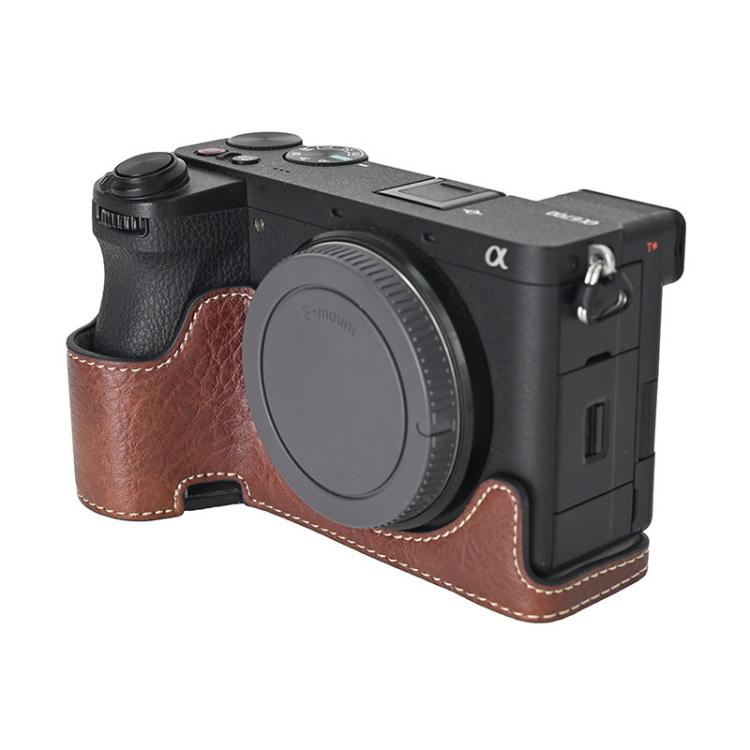 For Sony ILCE-6700 / A6700 Litchi Texture PU Leather Camera Half Case Base(Coffee) - free shipping - PMC TechLife - Order now!