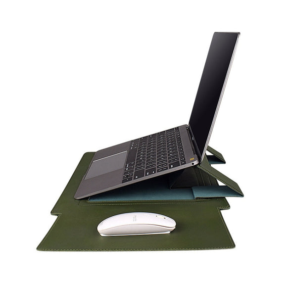 PU05 Sleeve Leather Case Carrying Bag with Small Storage Bag for 13.3 inch Laptop(Green)