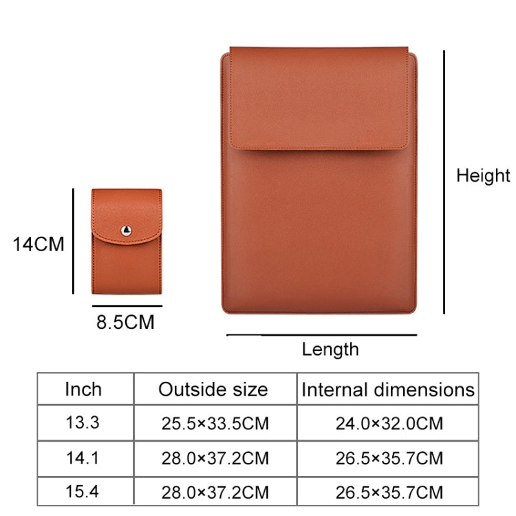 PU05 Sleeve Leather Case Carrying Bag with Small Storage Bag for 13.3 inch Laptop(Green)