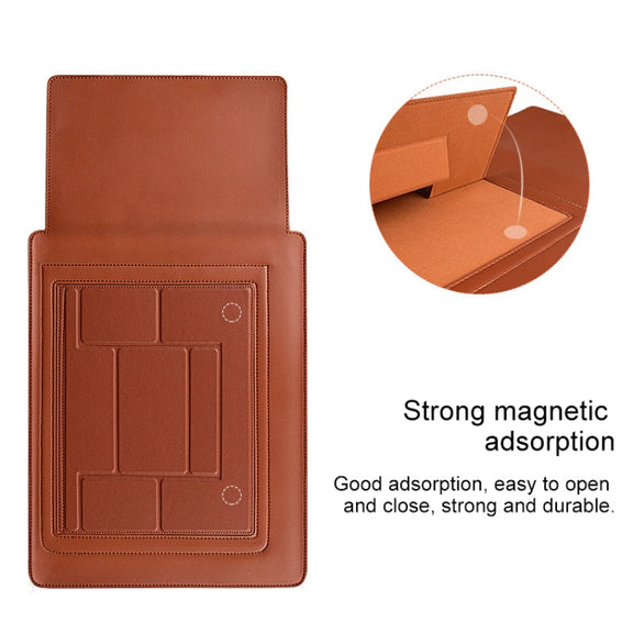 PU05 Sleeve Leather Case Carrying Bag with Small Storage Bag for 14.1 inch Laptop(Black)