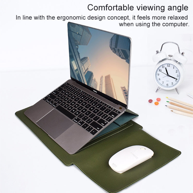 PU05 Sleeve Leather Case Carrying Bag with Small Storage Bag for 14.1 inch Laptop(Green)