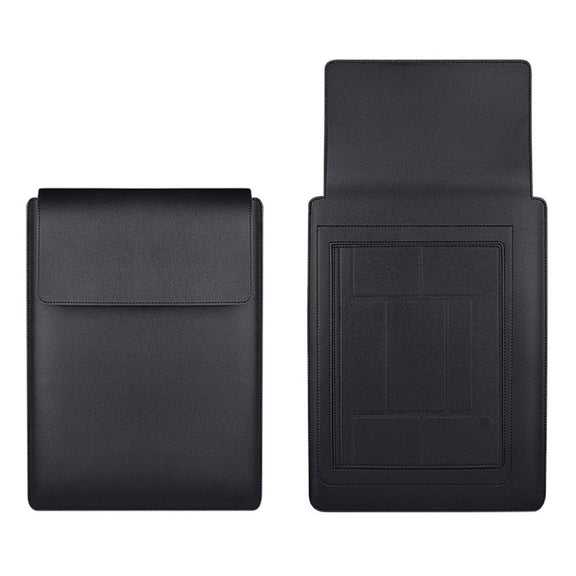 PU05 Sleeve Leather Case Carrying Bag with Small Storage Bag for 15.4 inch Laptop(Black)
