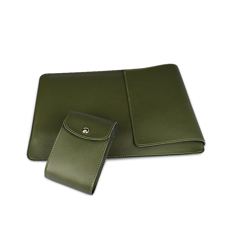 PU05 Sleeve Leather Case Carrying Bag with Small Storage Bag for 15.4 inch Laptop(Green)