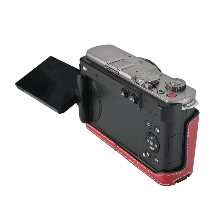 For Panasonic LUMIX S9 Litchi Texture PU Leather Camera Half Case Base(Wine Red)