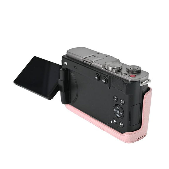 For Panasonic LUMIX S9 Litchi Texture PU Leather Camera Half Case Base(Pink)