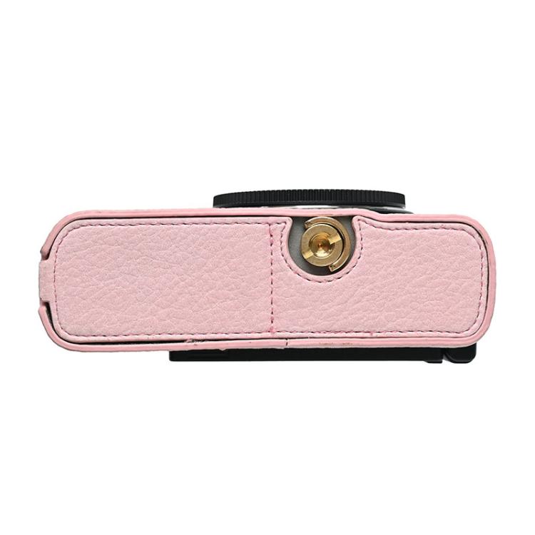 For Panasonic LUMIX S9 Litchi Texture PU Leather Camera Half Case Base(Pink)