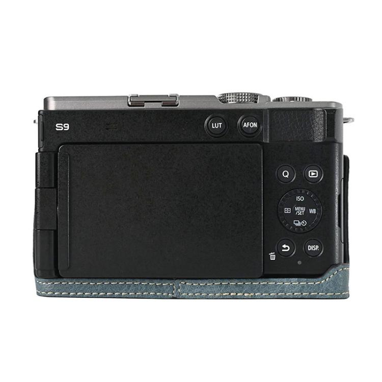 For Panasonic LUMIX S9 Litchi Texture PU Leather Camera Half Case Base(Blue)