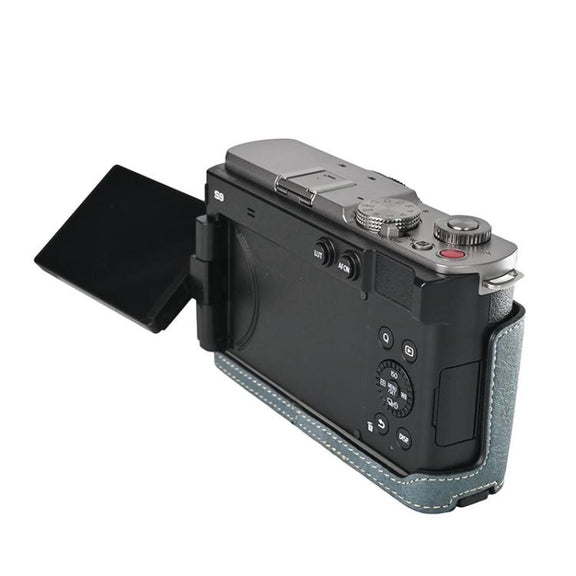 For Panasonic LUMIX S9 Litchi Texture PU Leather Camera Half Case Base(Blue)