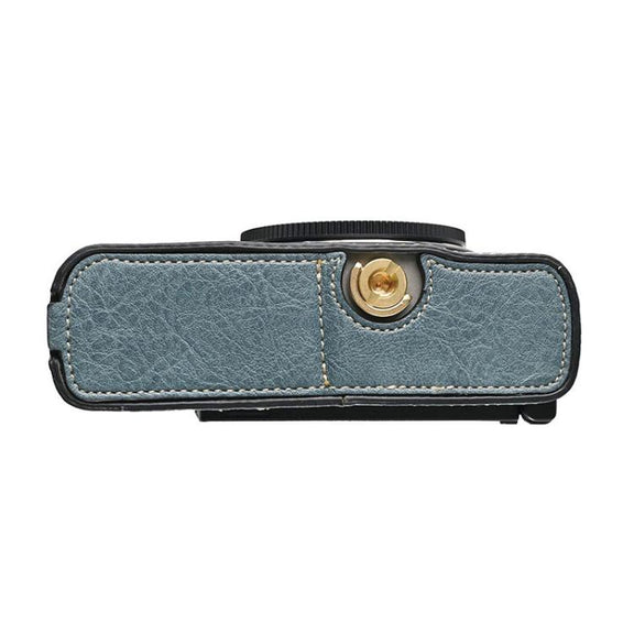 For Panasonic LUMIX S9 Litchi Texture PU Leather Camera Half Case Base(Blue)