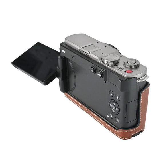 For Panasonic LUMIX S9 Litchi Texture PU Leather Camera Half Case Base(Coffee)