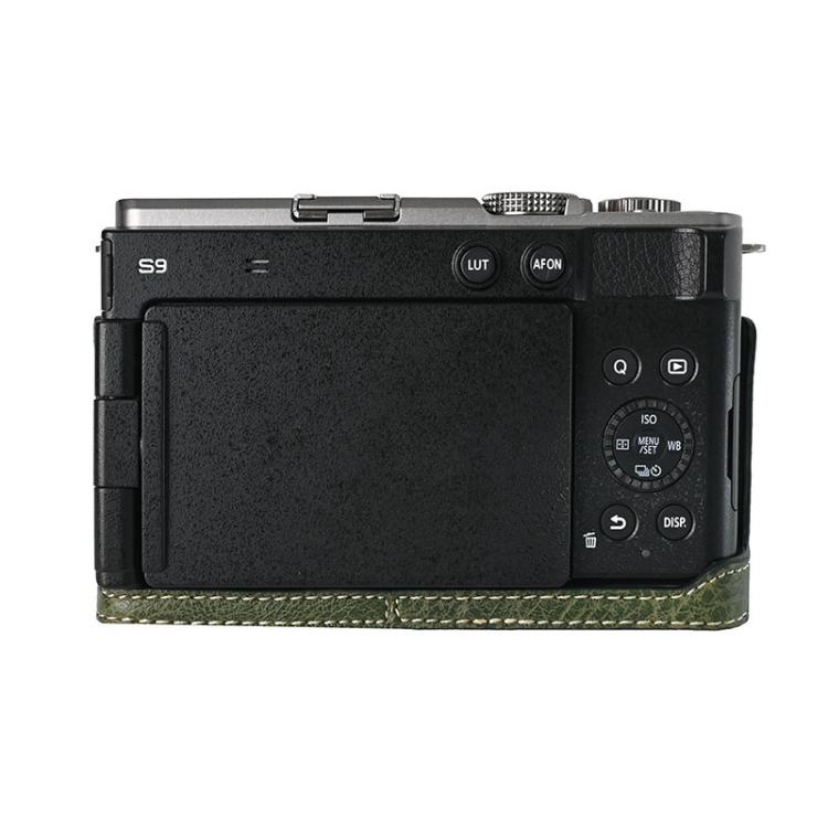 For Panasonic LUMIX S9 Litchi Texture PU Leather Camera Half Case Base(Green)