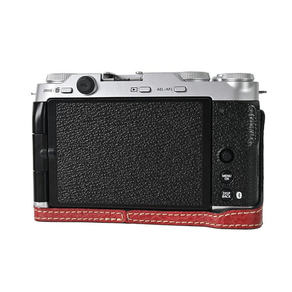 For FUJIFILM X-M5 Litchi Texture PU Leather Camera Half Case Base(Wine Red)