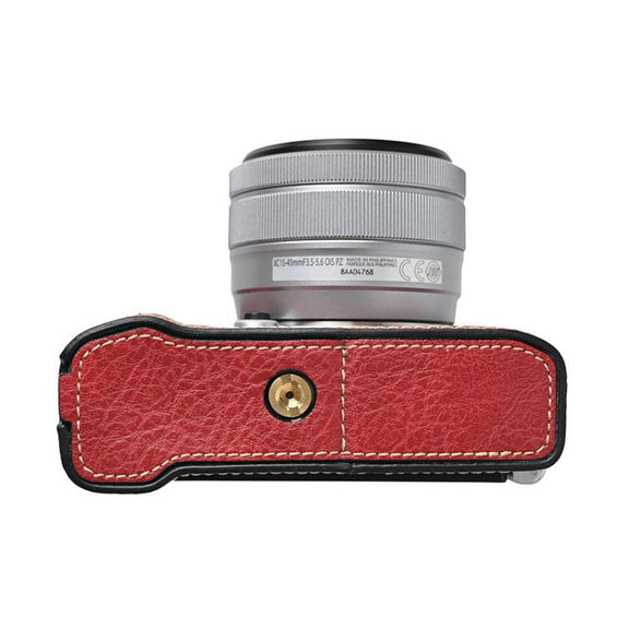 For FUJIFILM X-M5 Litchi Texture PU Leather Camera Half Case Base(Wine Red)