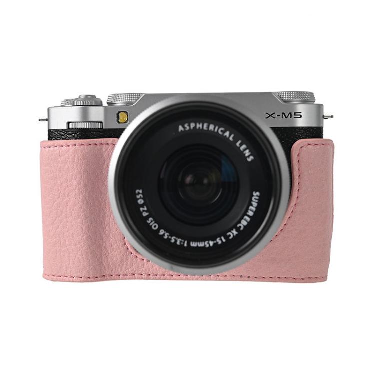 For FUJIFILM X-M5 Litchi Texture PU Leather Camera Half Case Base(Pink) - free shipping - PMC TechLife - Order now!