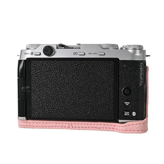 For FUJIFILM X-M5 Litchi Texture PU Leather Camera Half Case Base(Pink)