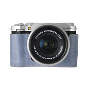 For FUJIFILM X-M5 Litchi Texture PU Leather Camera Half Case Base(Blue)