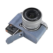 For FUJIFILM X-M5 Litchi Texture PU Leather Camera Half Case Base(Blue)