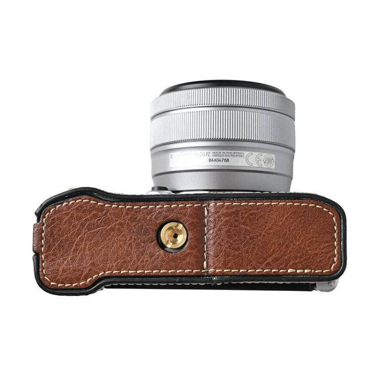 For FUJIFILM X-M5 Litchi Texture PU Leather Camera Half Case Base(Coffee) - free shipping - PMC TechLife - Order now!
