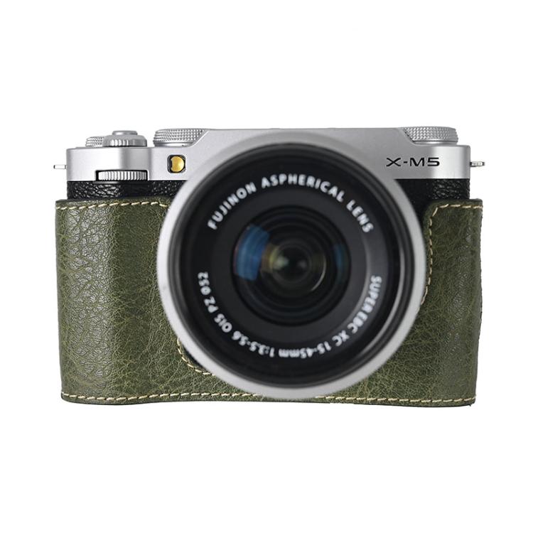 For FUJIFILM X-M5 Litchi Texture PU Leather Camera Half Case Base(Green) - free shipping - PMC TechLife - Order now!