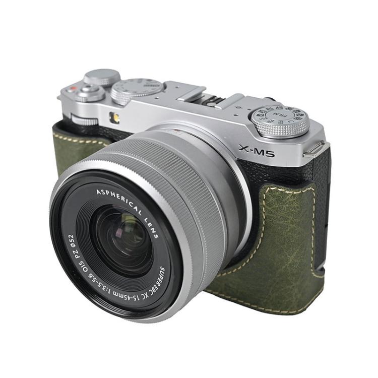 For FUJIFILM X-M5 Litchi Texture PU Leather Camera Half Case Base(Green) - free shipping - PMC TechLife - Order now!