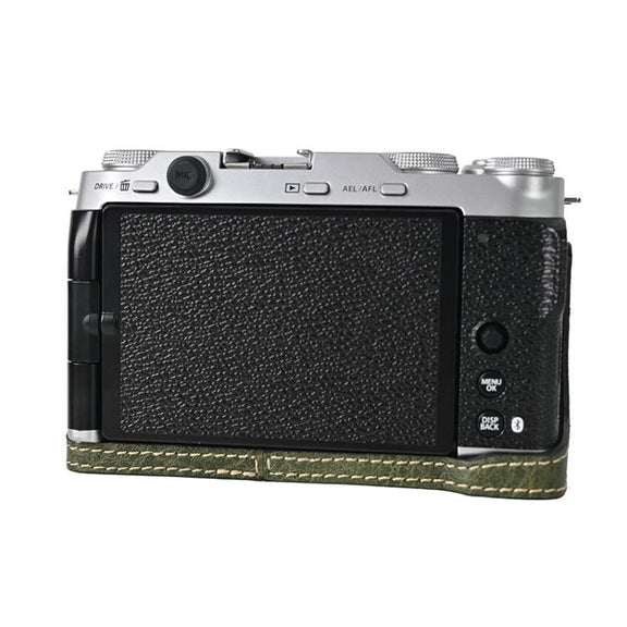 For FUJIFILM X-M5 Litchi Texture PU Leather Camera Half Case Base(Green)