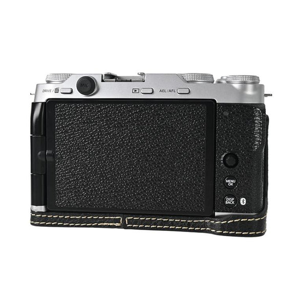 For FUJIFILM X-M5 Litchi Texture PU Leather Camera Half Case Base(Black)