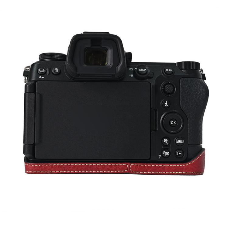 For Nikon Z6III Litchi Texture PU Leather Camera Half Case Base(Wine Red)