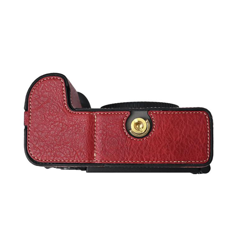 For Nikon Z6III Litchi Texture PU Leather Camera Half Case Base(Wine Red)