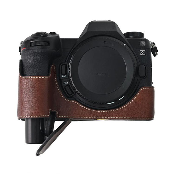 For Nikon Z6III Litchi Texture PU Leather Camera Half Case Base(Coffee)