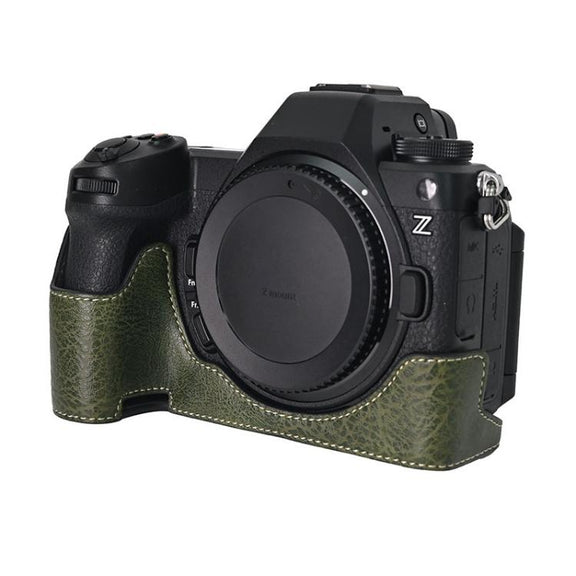 For Nikon Z6III Litchi Texture PU Leather Camera Half Case Base(Green)