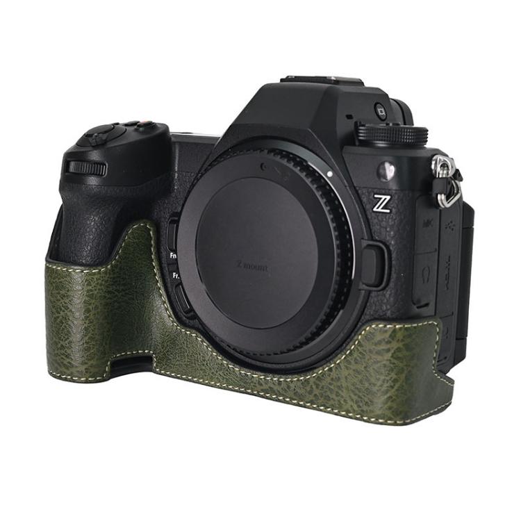For Nikon Z6III Litchi Texture PU Leather Camera Half Case Base(Green)