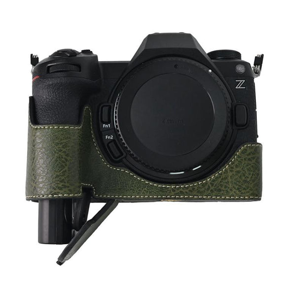 For Nikon Z6III Litchi Texture PU Leather Camera Half Case Base(Green)