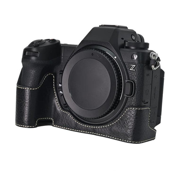 For Nikon Z6III Litchi Texture PU Leather Camera Half Case Base(Black)