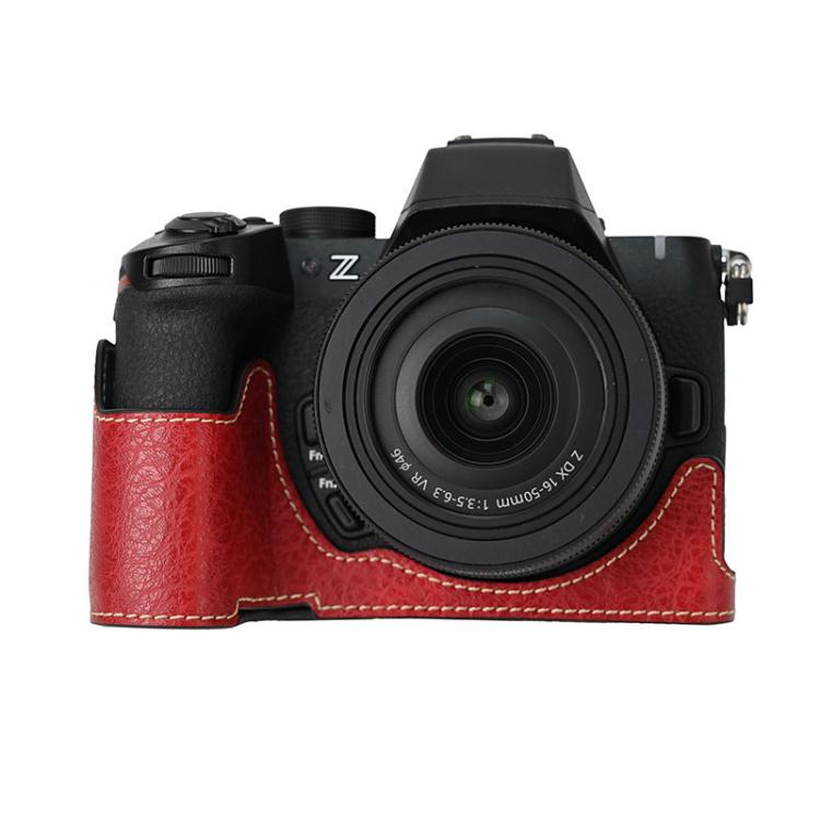 For Nikon Z50II Litchi Texture PU Leather Camera Half Case Base(Wine Red) - free shipping - PMC TechLife - Order now!