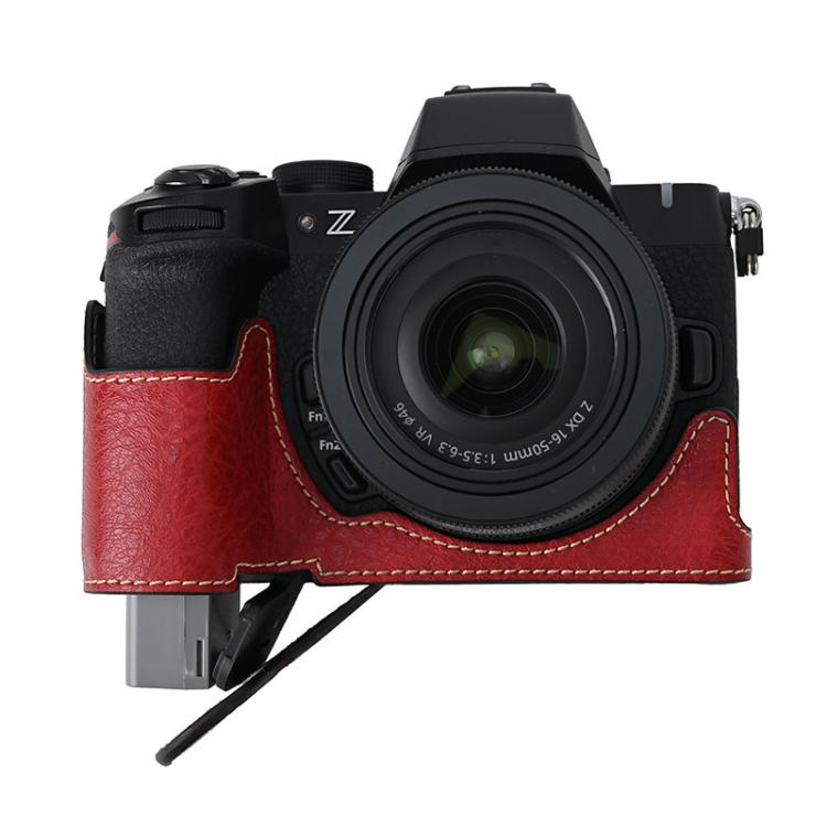For Nikon Z50II Litchi Texture PU Leather Camera Half Case Base(Wine Red) - free shipping - PMC TechLife - Order now!