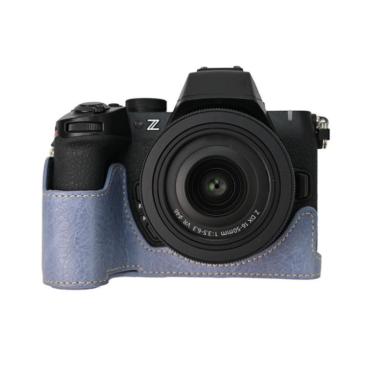 For Nikon Z50II Litchi Texture PU Leather Camera Half Case Base(Blue) - free shipping - PMC TechLife - Order now!